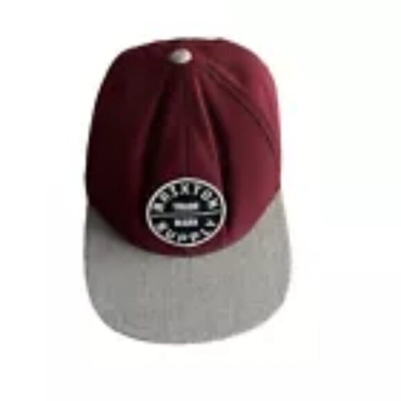 Brixton Trade Mark Supply Baseball Cap | Maroon & Light Gray - Picture 1 of 4